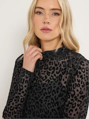 Long Tall Sally Black Burnout Animal High Neck Top - Image 4 of 5