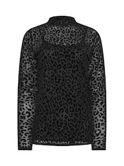 Long Tall Sally Black Burnout Animal High Neck Top - Image 5 of 5