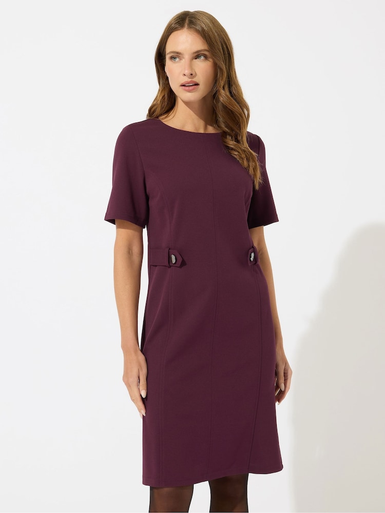 M&Co Red Button Detail Tailored Shift Dress - Image 1 of 5