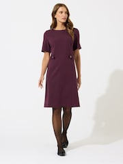 M&Co Red Button Detail Tailored Shift Dress - Image 2 of 5