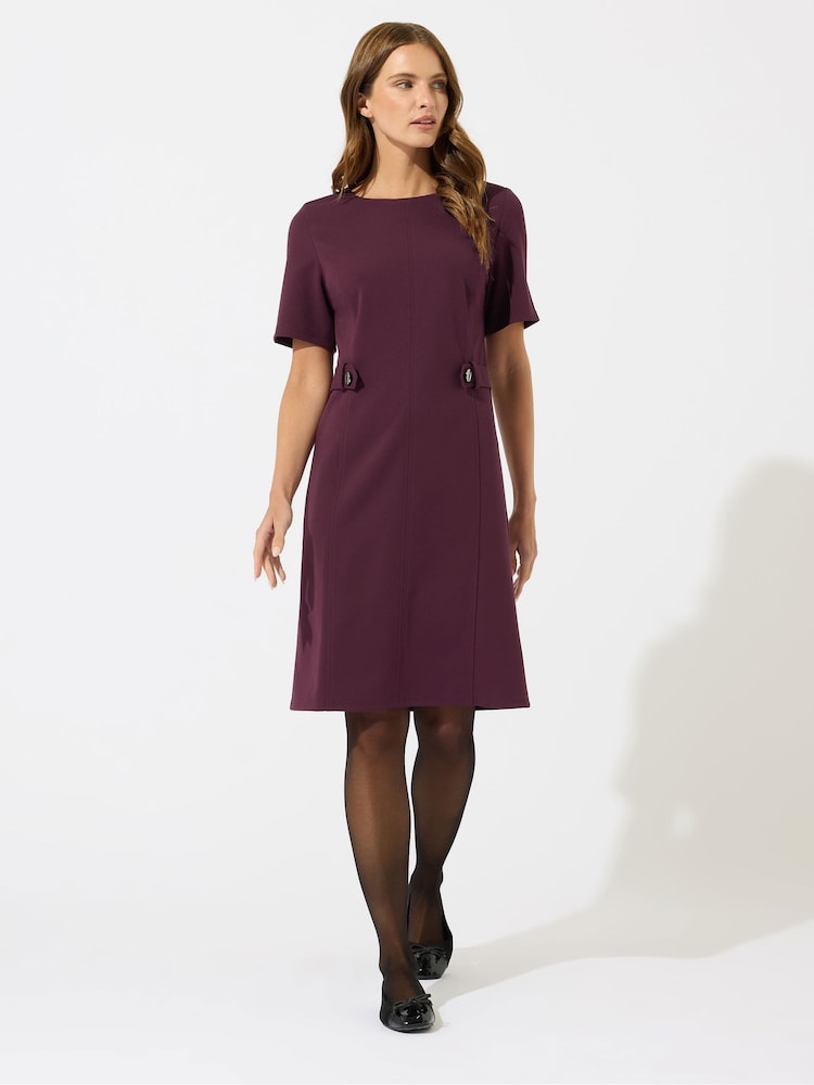 M&Co Red Button Detail Tailored Shift Dress - Image 2 of 5