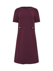 M&Co Red Button Detail Tailored Shift Dress - Image 5 of 5