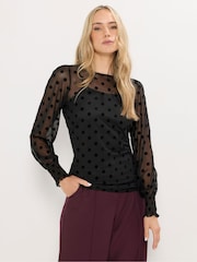 Long Tall Sally Black Balloon Sleeve Top - Image 1 of 5