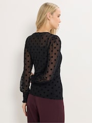 Long Tall Sally Black Balloon Sleeve Top - Image 3 of 5