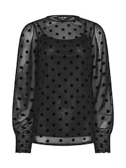 Long Tall Sally Black Balloon Sleeve Top - Image 5 of 5