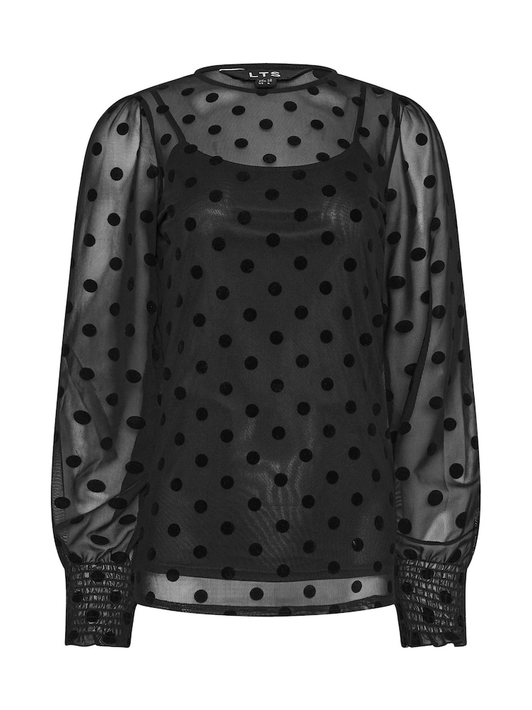 Long Tall Sally Black Balloon Sleeve Top - Image 5 of 5
