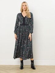 Long Tall Sally Black Ditsy Floral Lace Detail Maxi Dress - Image 1 of 5