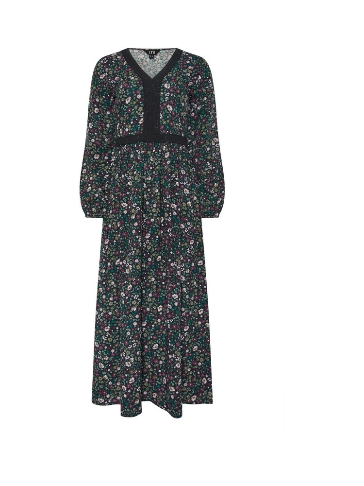 Long Tall Sally Black Ditsy Floral Lace Detail Maxi Dress - Image 5 of 5
