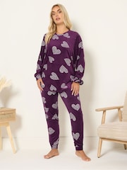 Yours Curve Purple Baby Fleece Pyjamas Set - Image 1 of 5