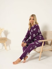 Yours Curve Purple Baby Fleece Pyjamas Set - Image 2 of 5