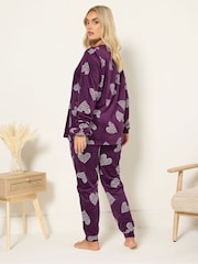 Yours Curve Purple Baby Fleece Pyjamas Set - Image 3 of 5