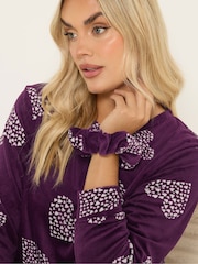Yours Curve Purple Baby Fleece Pyjamas Set - Image 4 of 5