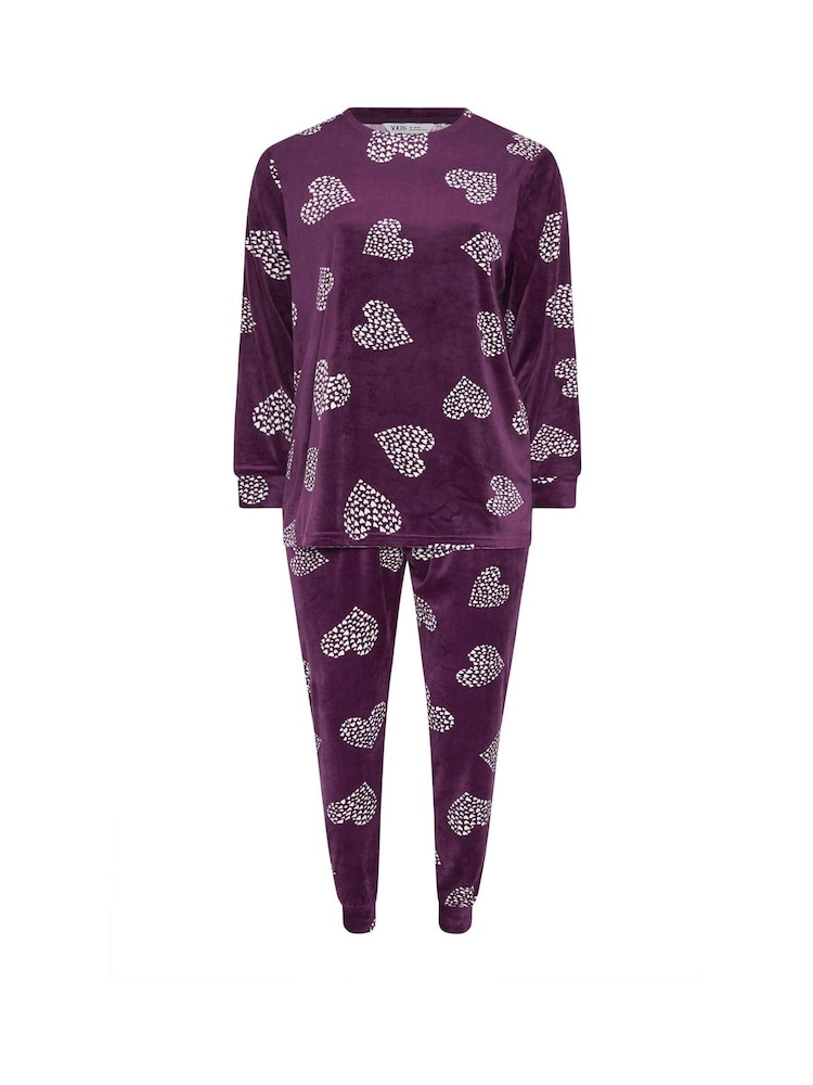 Yours Curve Purple Baby Fleece Pyjamas Set - Image 5 of 5