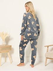 Yours Curve Dark Grey Baby Fleece Pyjamas Set - Image 3 of 6