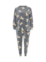 Yours Curve Dark Grey Baby Fleece Pyjamas Set - Image 6 of 6