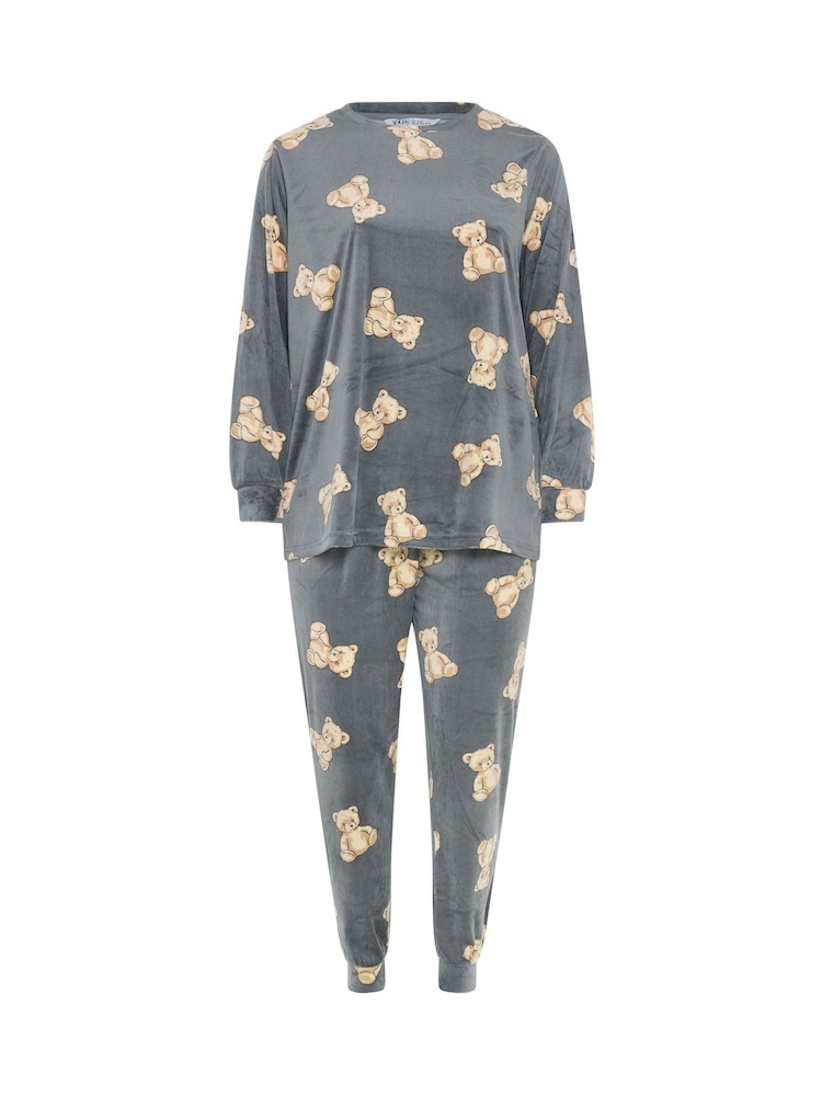 Yours Curve Dark Grey Baby Fleece Pyjamas Set - Image 6 of 6
