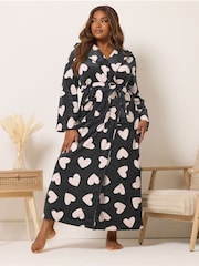 Yours Curve Black Hooded Maxi Robe - Image 1 of 5