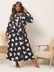Yours Curve Black Hooded Maxi Robe - Image 2 of 5