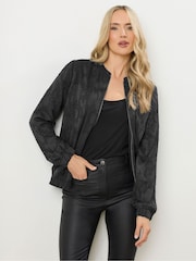 Long Tall Sally Black Jacquard Bomber Jacket - Image 2 of 5