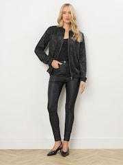 Long Tall Sally Black Jacquard Bomber Jacket - Image 3 of 5