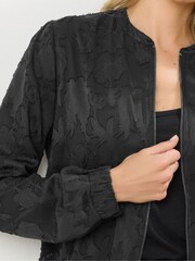Long Tall Sally Black Jacquard Bomber Jacket - Image 5 of 5