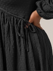 Yours Curve Black Channel Tie Textured Midaxi Dress - Image 4 of 5