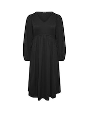 Yours Curve Black Channel Tie Textured Midaxi Dress - Image 5 of 5