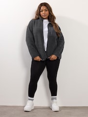 Yours Curve Grey Borg Nylon Pocket Fleece - Image 3 of 6
