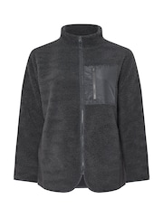 Yours Curve Grey Borg Nylon Pocket Fleece - Image 6 of 6