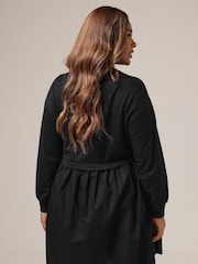 Yours Curve Black Heavyweight Poplin Jumper Dress - Image 3 of 5