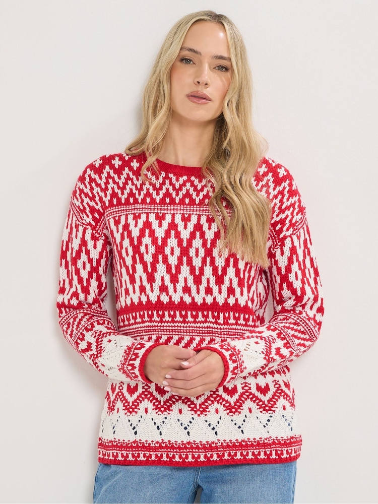 Long Tall Sally Red Fairisle Jumper - Image 1 of 5