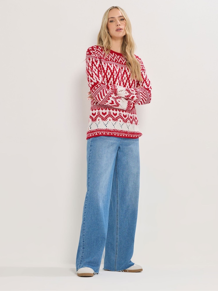 Long Tall Sally Red Fairisle Jumper - Image 2 of 5
