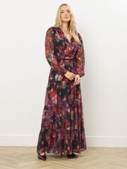 Long Tall Sally Black Jacquard Maxi Tiered Dress - Image 2 of 5