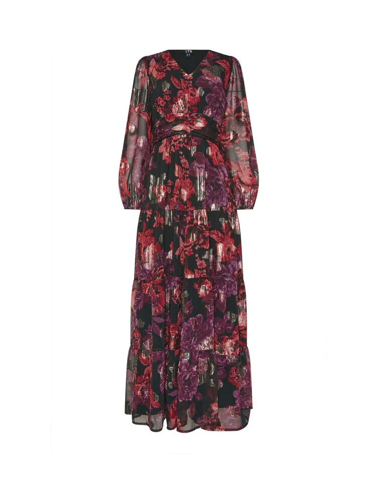 Long Tall Sally Black Jacquard Maxi Tiered Dress - Image 5 of 5