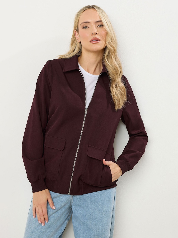 Long Tall Sally Purple Collared Bomber Jacket - Image 1 of 6