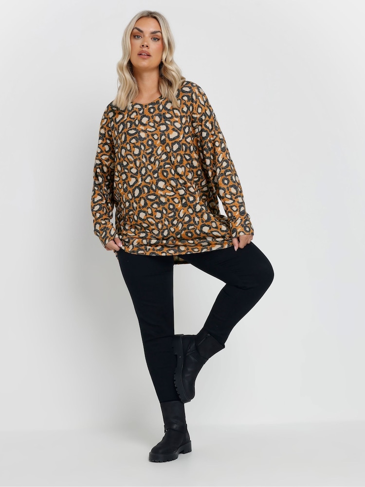 Yours Curve Yellow Animal Soft Touch Jumper - Image 2 of 5