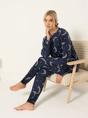 Yours Curve Blue Baby Fleece Pyjamas Set - Image 3 of 5