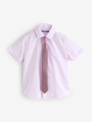 Pink Regular Fit Short Sleeve Shirt And Tie Set - Image 1 of 1