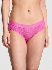 Victoria's Secret Pink Pink Gossip Hipster Lace Logo Knickers - Image 1 of 2