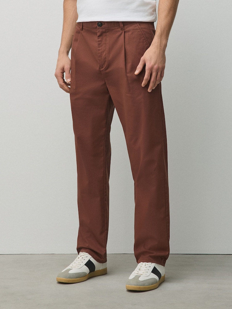 Rust Brown Regular Tapered Fit Cotton Rich Stretch Chinos - Image 1 of 11