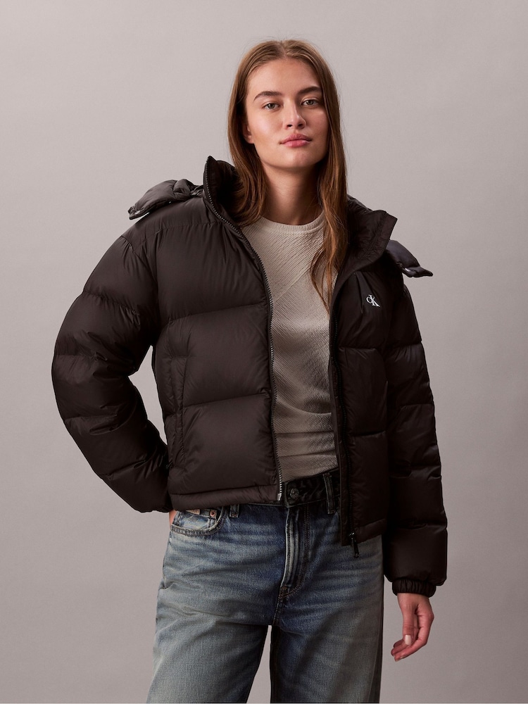 Calvin Klein Black Short Down Puffer Jacket - Image 1 of 6