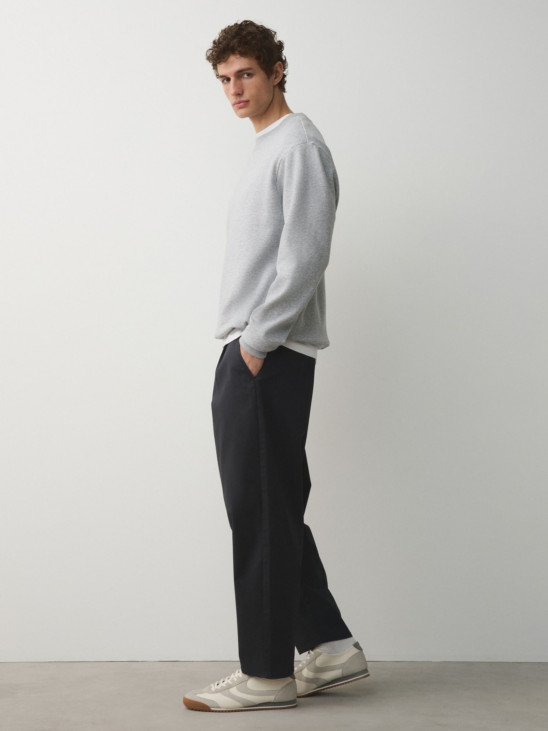 Buy Charcoal Grey Barrel Fit Single Pleat Cotton Rich Stretch