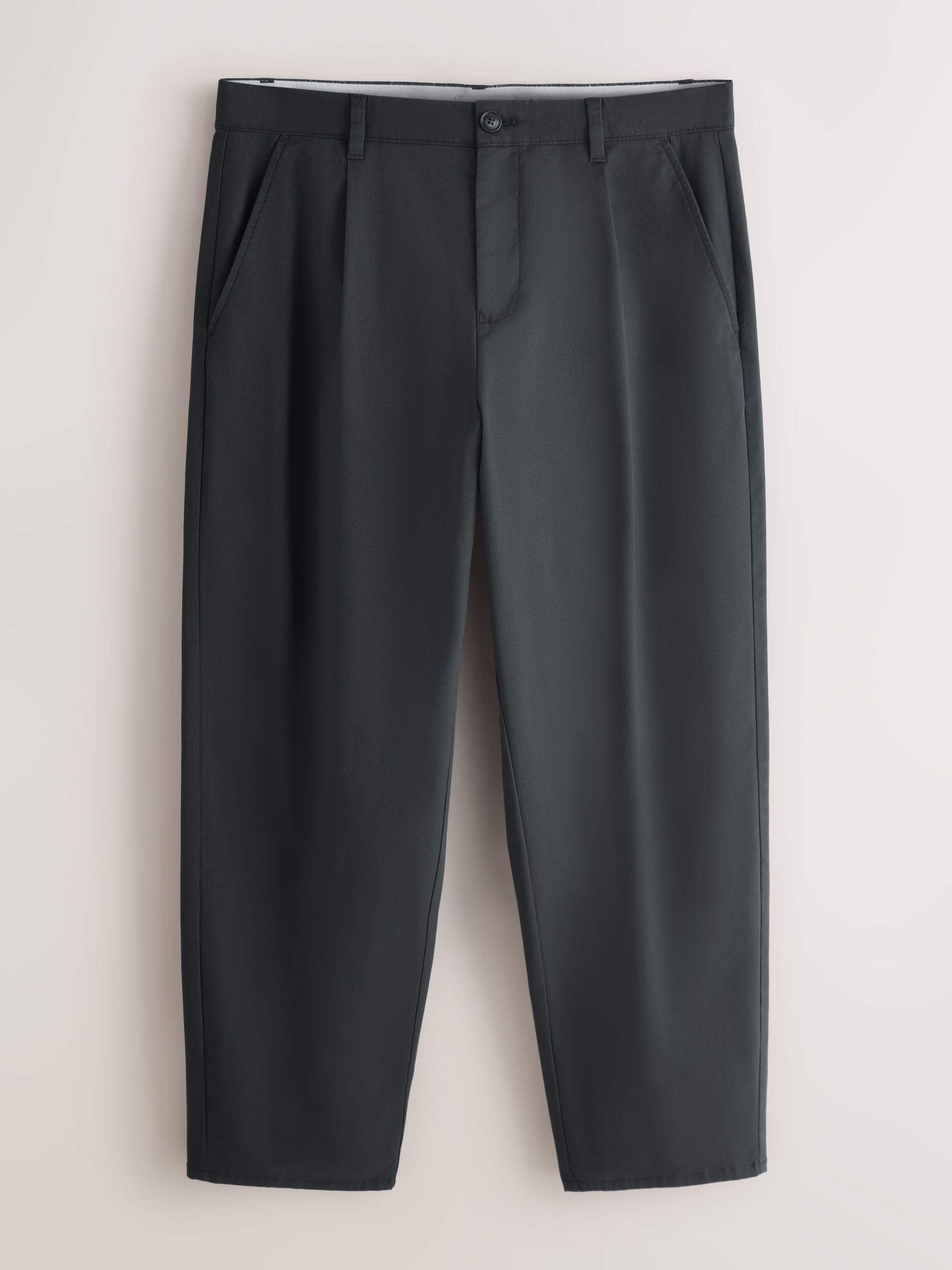 Buy Charcoal Grey Barrel Fit Single Pleat Cotton Rich Stretch