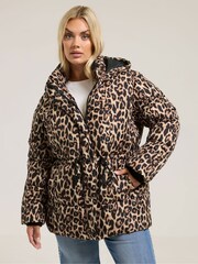 Yours Curve Brown Padded Jacket - Image 1 of 5