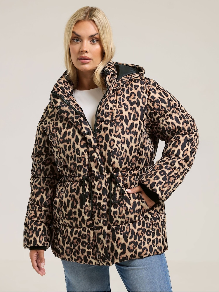 Yours Curve Brown Padded Jacket - Image 1 of 5