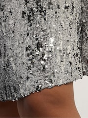 Yours Curve Silver Party Sequin Skirt - Image 5 of 6