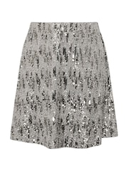 Yours Curve Silver Party Sequin Skirt - Image 6 of 6