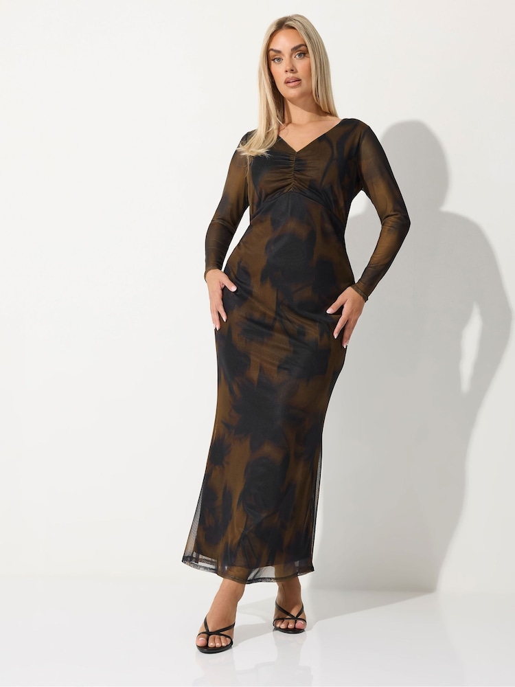 Yours Curve Limited Floral Blur Bust Detail Dress - Slika 1 iz 5