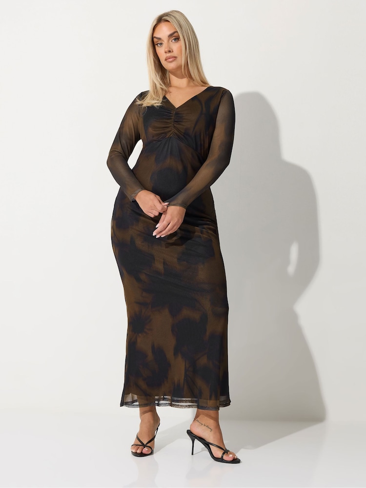 Yours Curve Limited Floral Blur Bust Detail Dress - Slika 2 iz 5