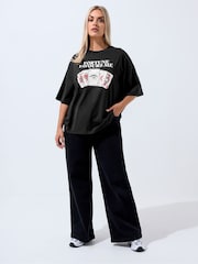 Yours Curve Black Limited Fortune Card T-Shirt - Image 3 of 5